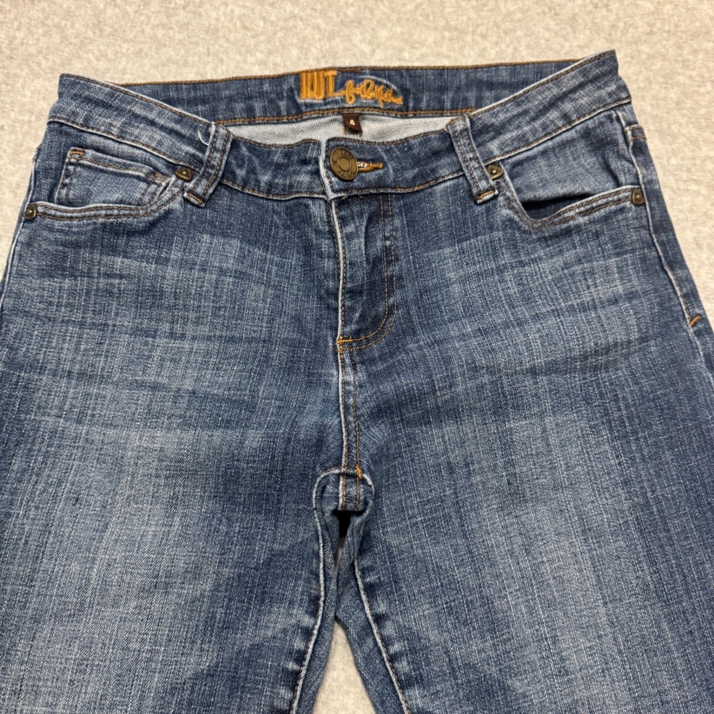 KUT from the Kloth Straight Leg Denim Jeans Blue Raw Hem Size 4 - Picture 2 of 15